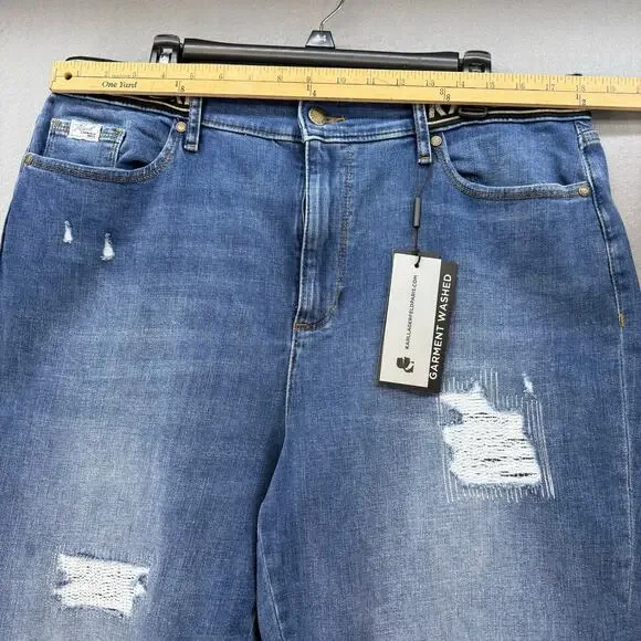 Karl Lagerfeld Paris Jeans Women's 16 Blue Cannes Straight High Rise L2TK2276 - Picture 13 of 14